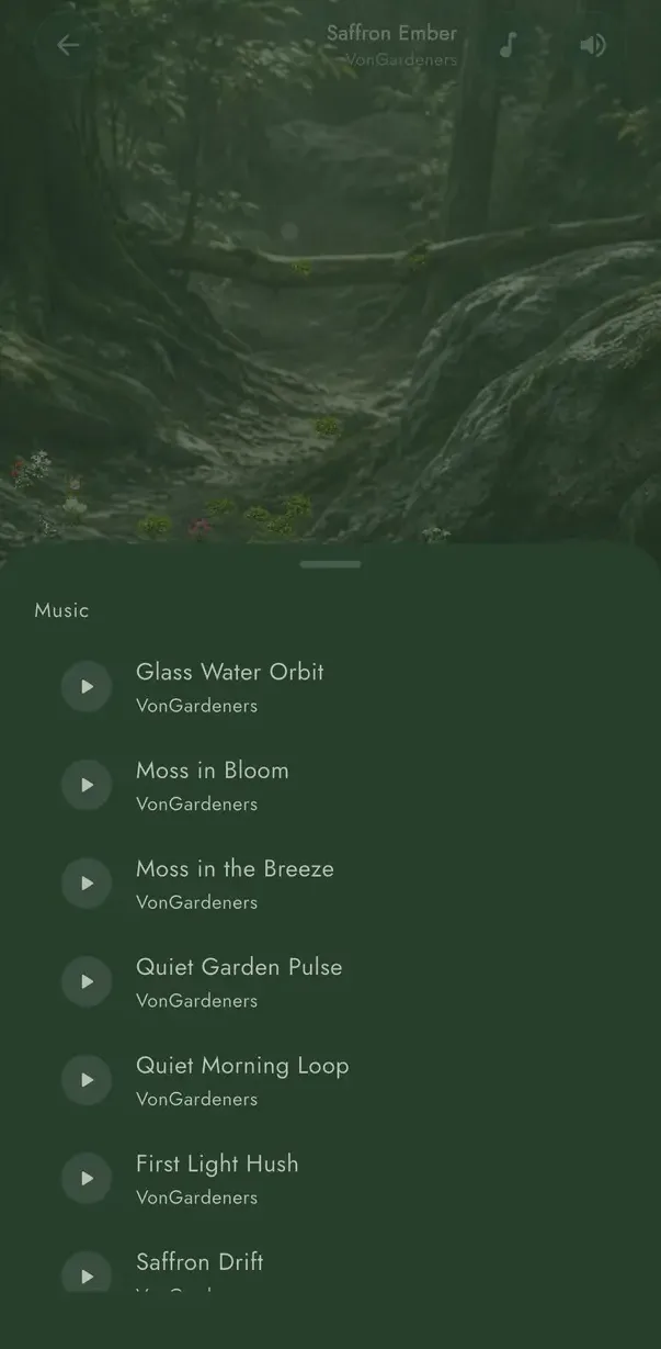 The Flourish music list with ambient tracks
